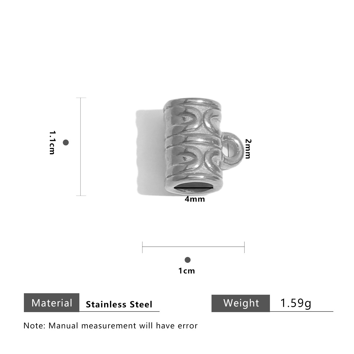 10:Steel color long beads with ring 11mm