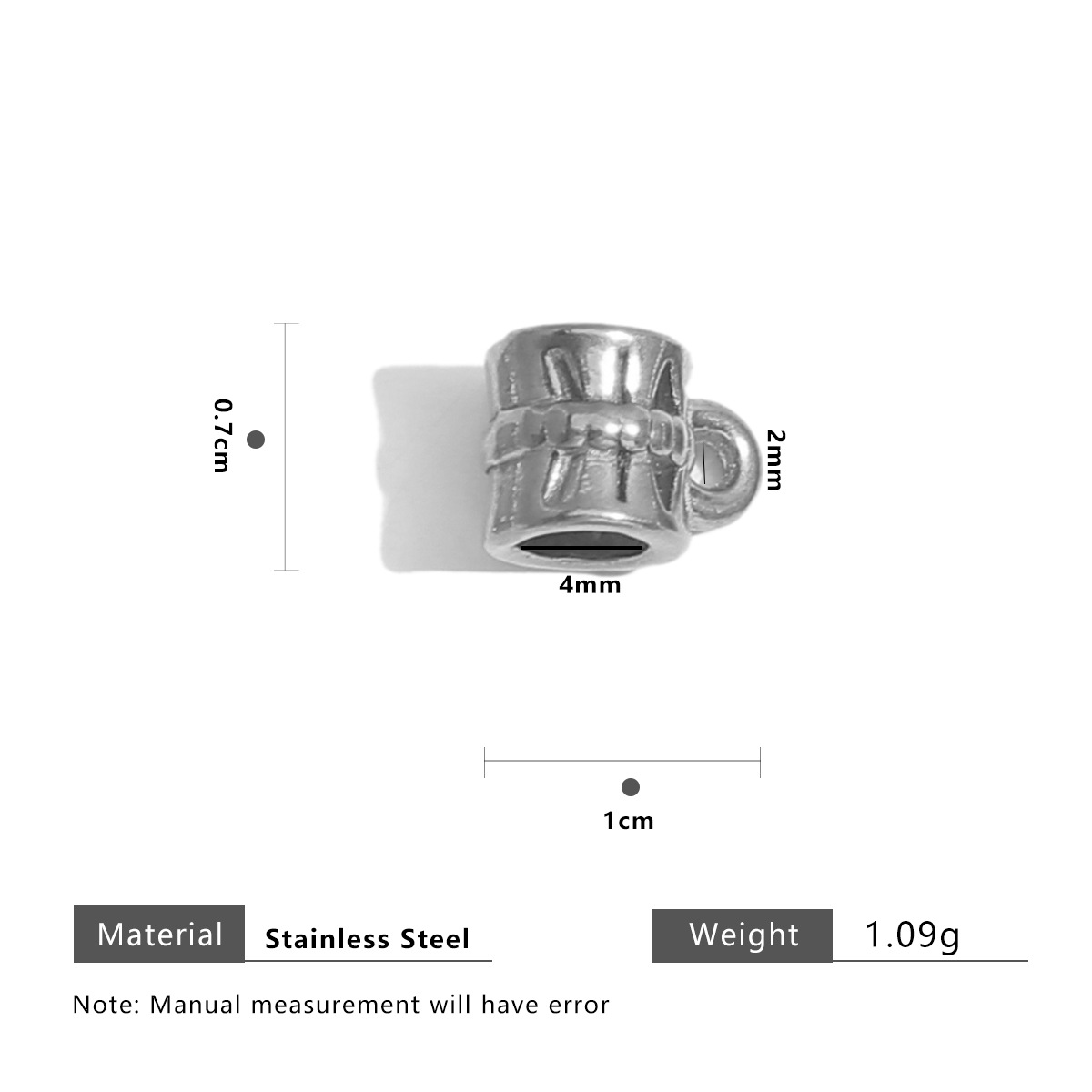 12:Steel color beads with ring 7mm