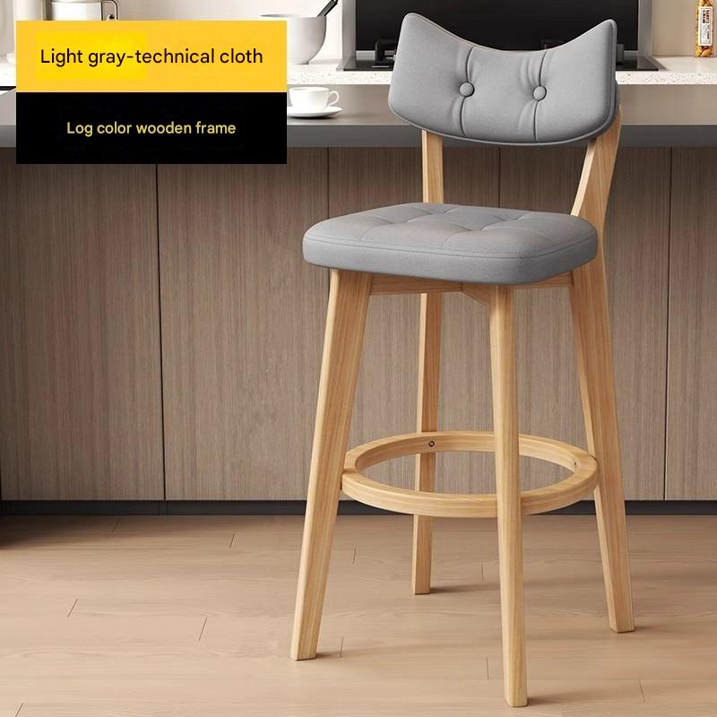 Light grey Technology fabric Solid wood frame