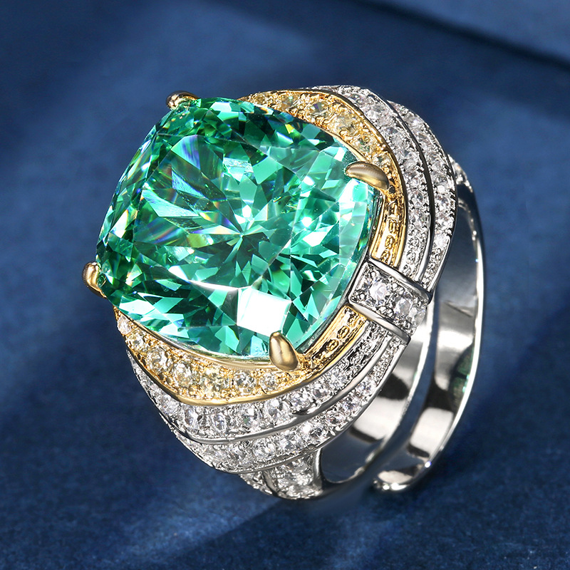 Platinum Bird's nest Chepara green ring