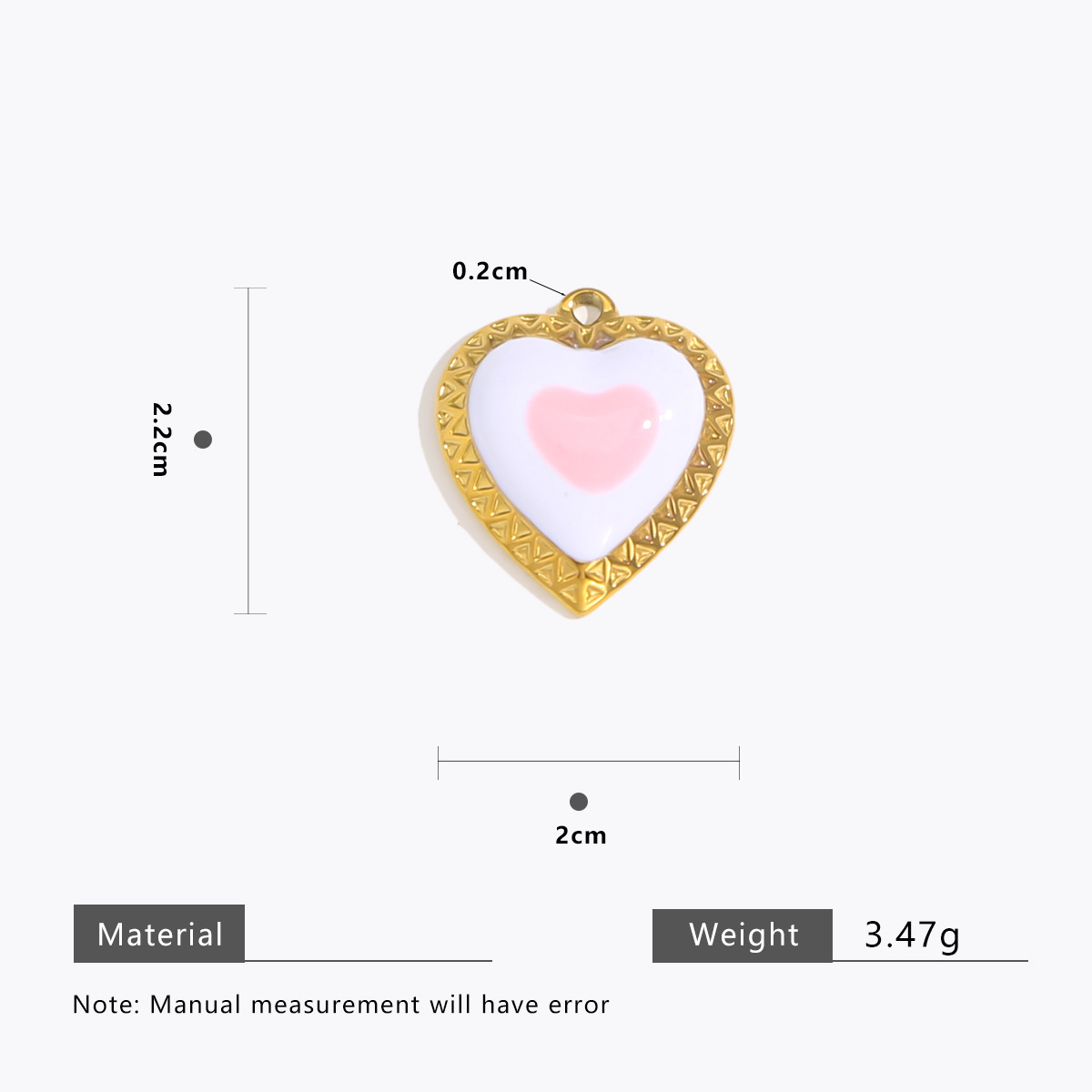 21:White-pink peach heart gold