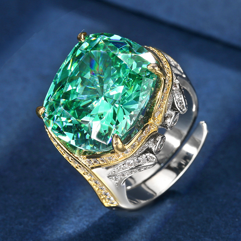 Platinum Bird's nest Chepara green ring
