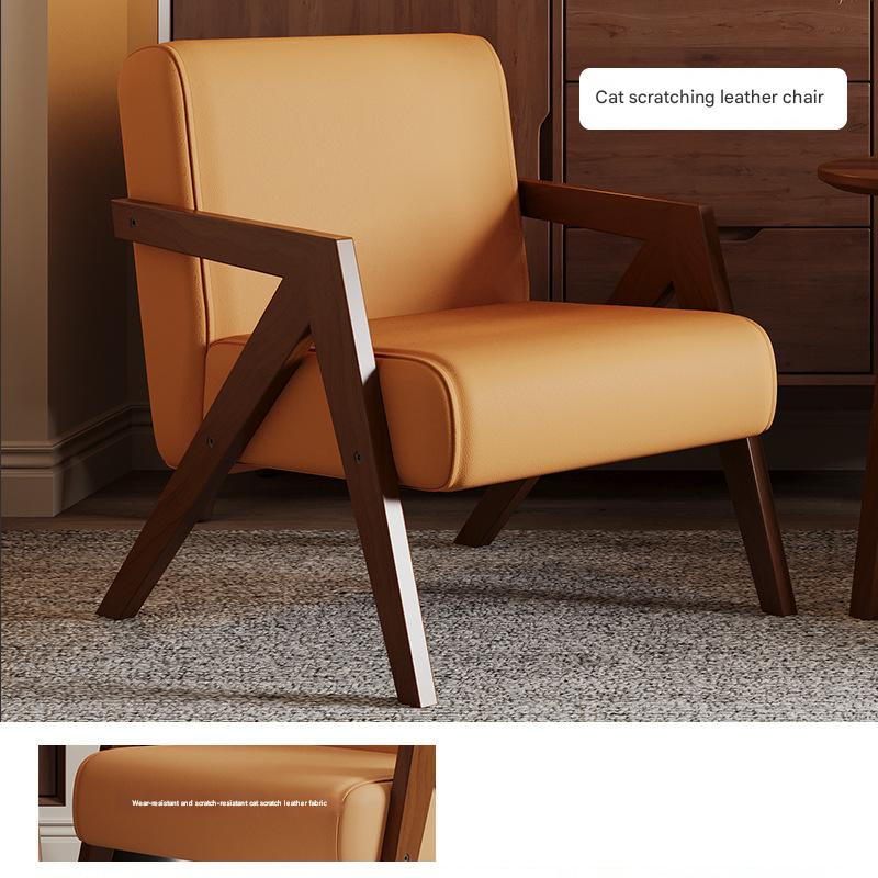 Single chair orange Scratch-Resistant Fabric [walnut color feet]