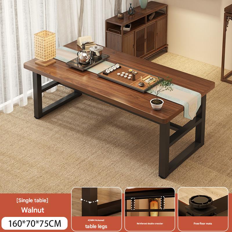 [h-shaped legs   15 table top] walnut color   black legs 160*70*75cm
