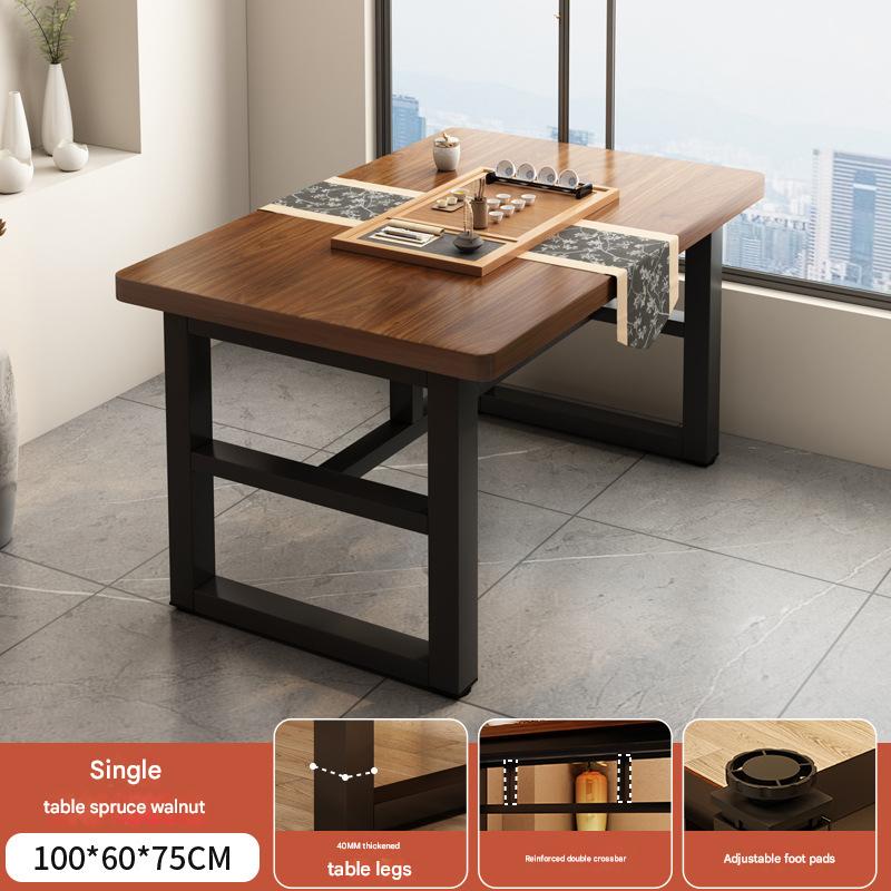 [h-shaped legs   15 table top] walnut color   black legs 100*60*75cm