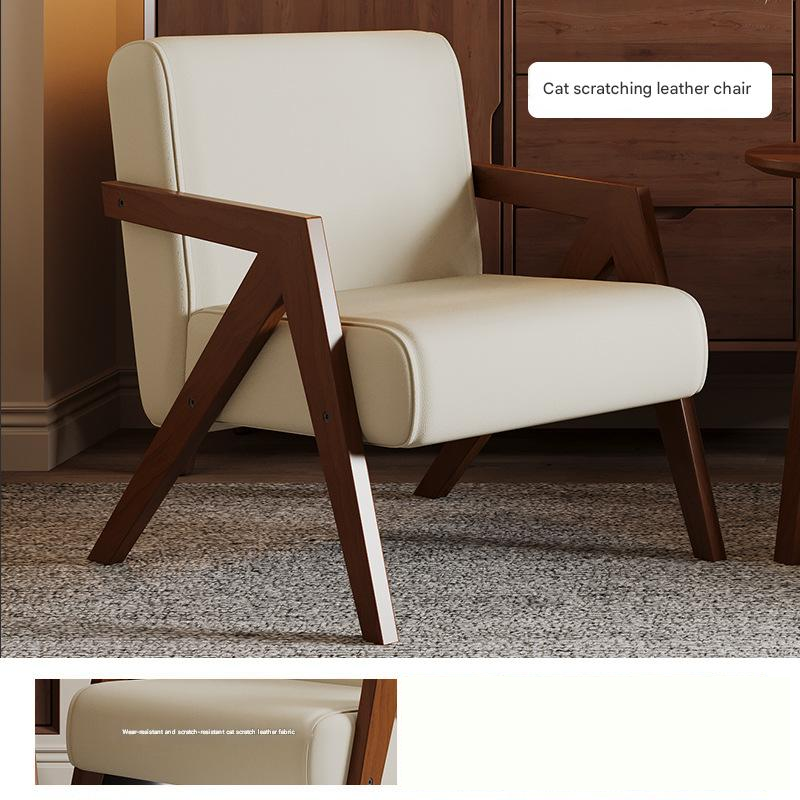 Single chair off-white Scratch-Resistant Fabric [walnut colored feet]