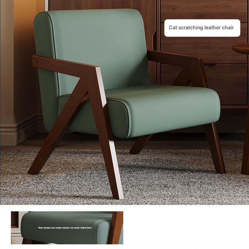 Single chair dark green Scratch-Resistant Fabric [walnut color feet]