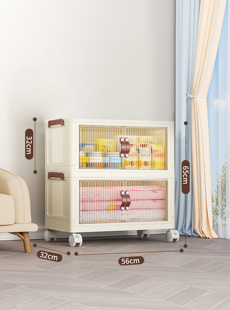 [56-wide-brown door] 2-layer folding cabinet is free of installation