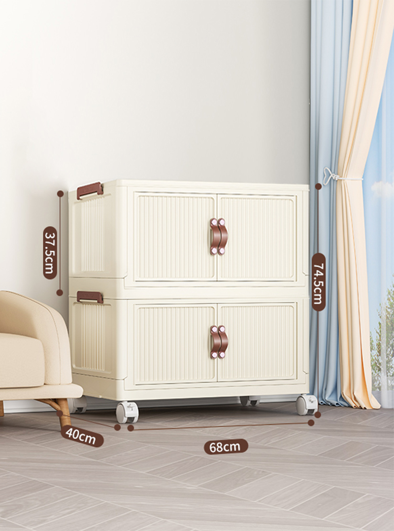[68 width-egg milk white] 2-layer folding cabinet is free of installation
