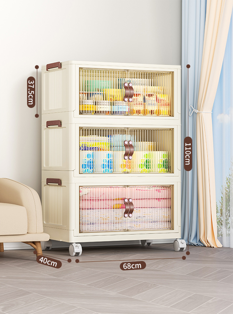 [68-wide-brown door] 3-layer folding cabinet is free of installation