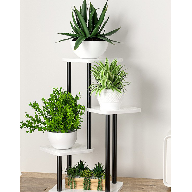 Black frame white wood grain [4 layers 5 pots]]