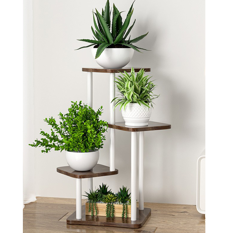 White frame mocha brown [4 layers and 5 pots]]