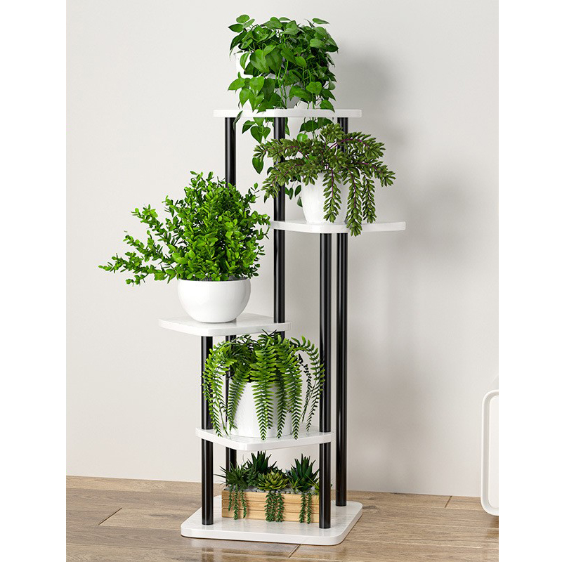 Black frame white wood grain [5 layers 6 pots]]