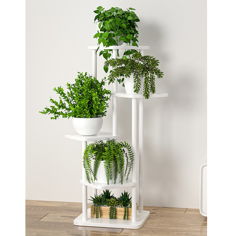 White frame white wood grain [5 layers 6 pots]]