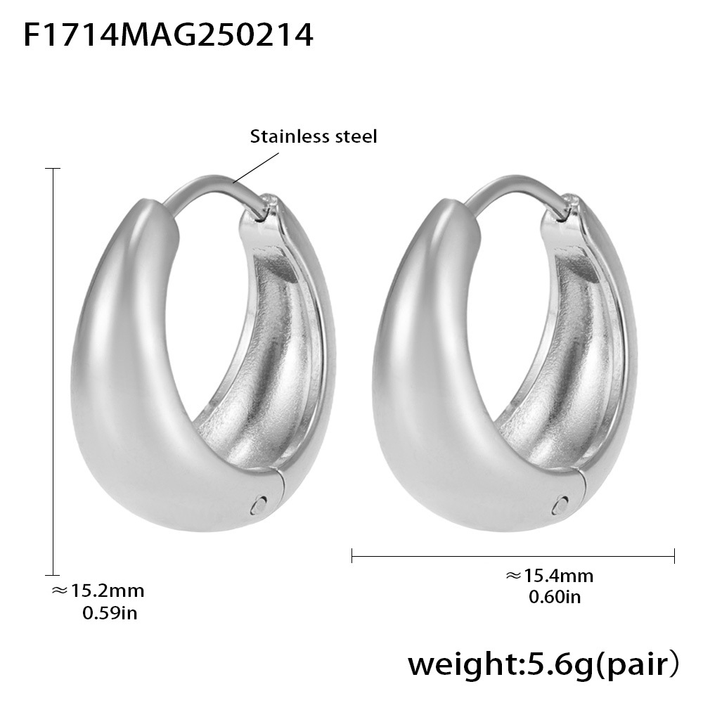 8:F1714-steel color earrings-15mm
