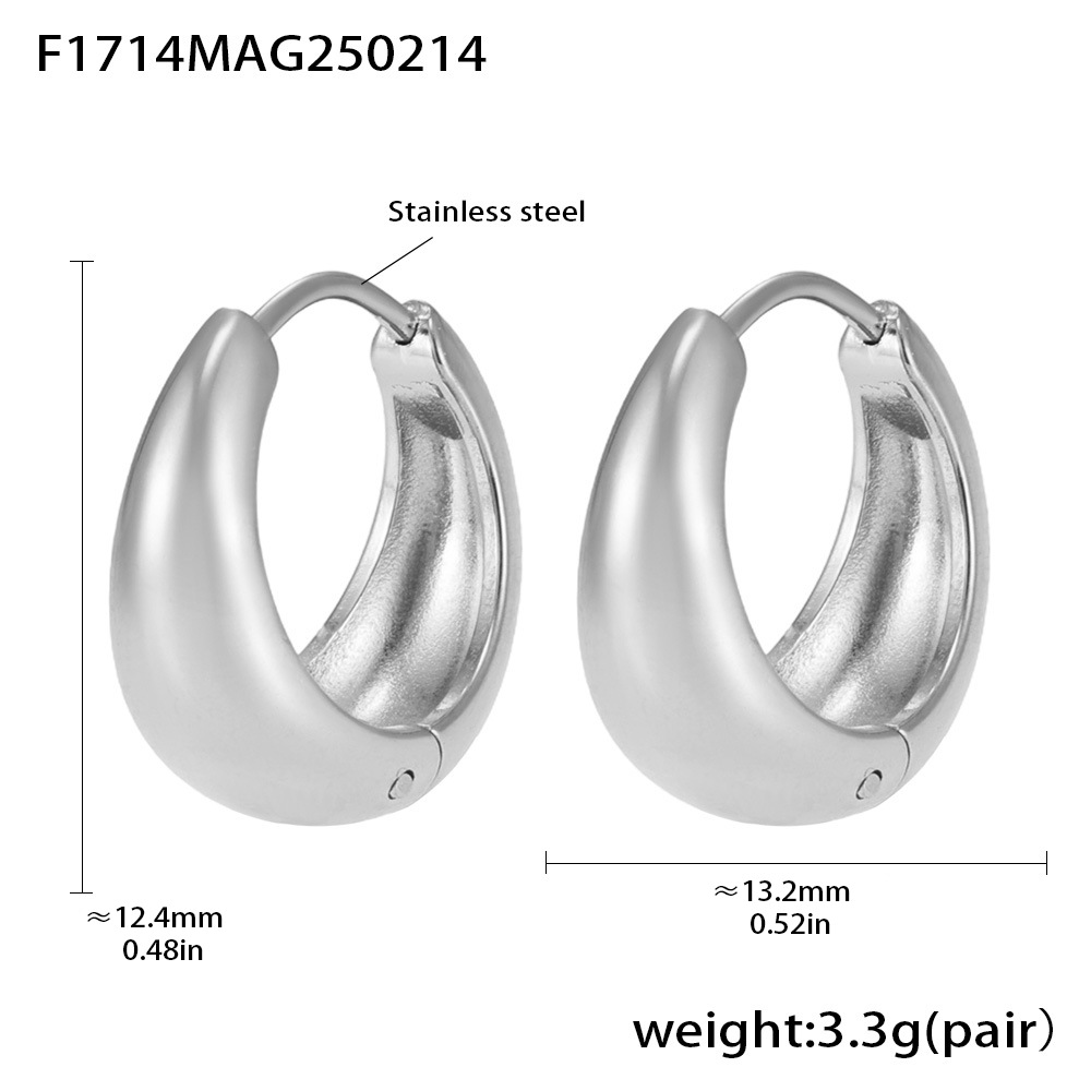 9:F1714-steel color earrings-12mm