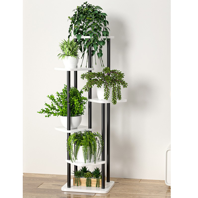 Black frame white wood grain [6 layers and 7 pots]]