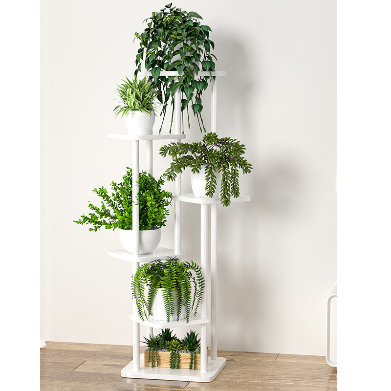 White frame white wood grain [6 layers and 7 pots]]