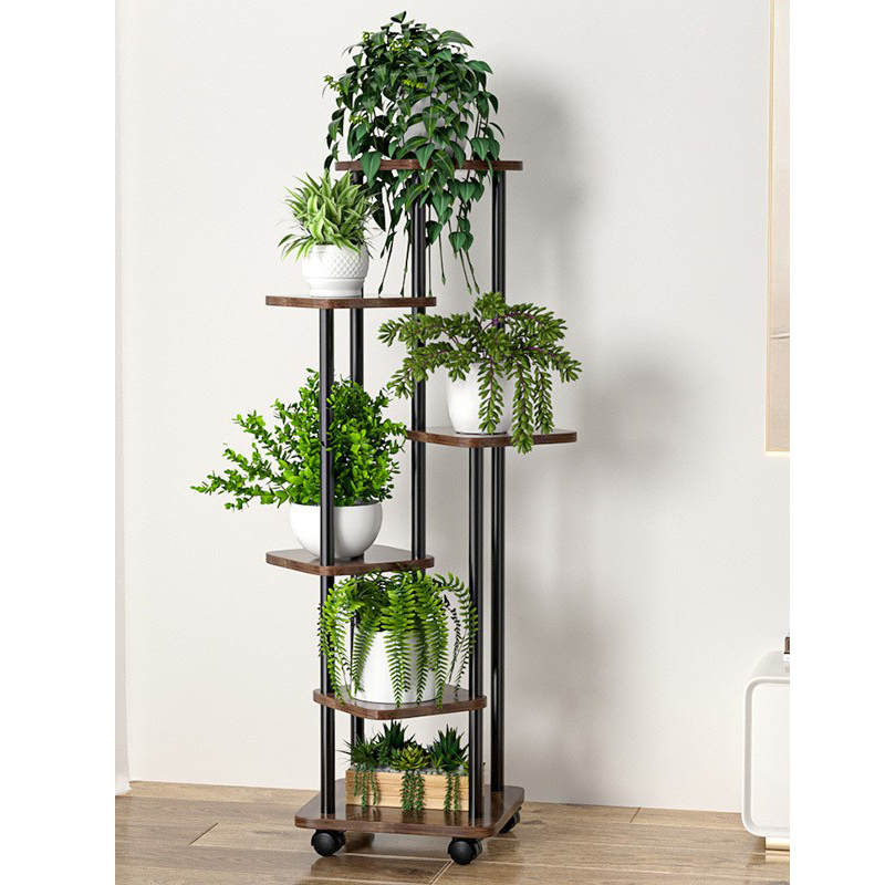 Black frame mocha brown [6 layers and 7 pots] with wheels