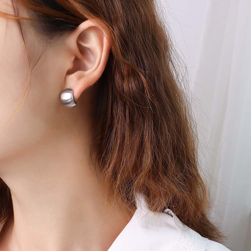 2:F182-steel color frosted earrings