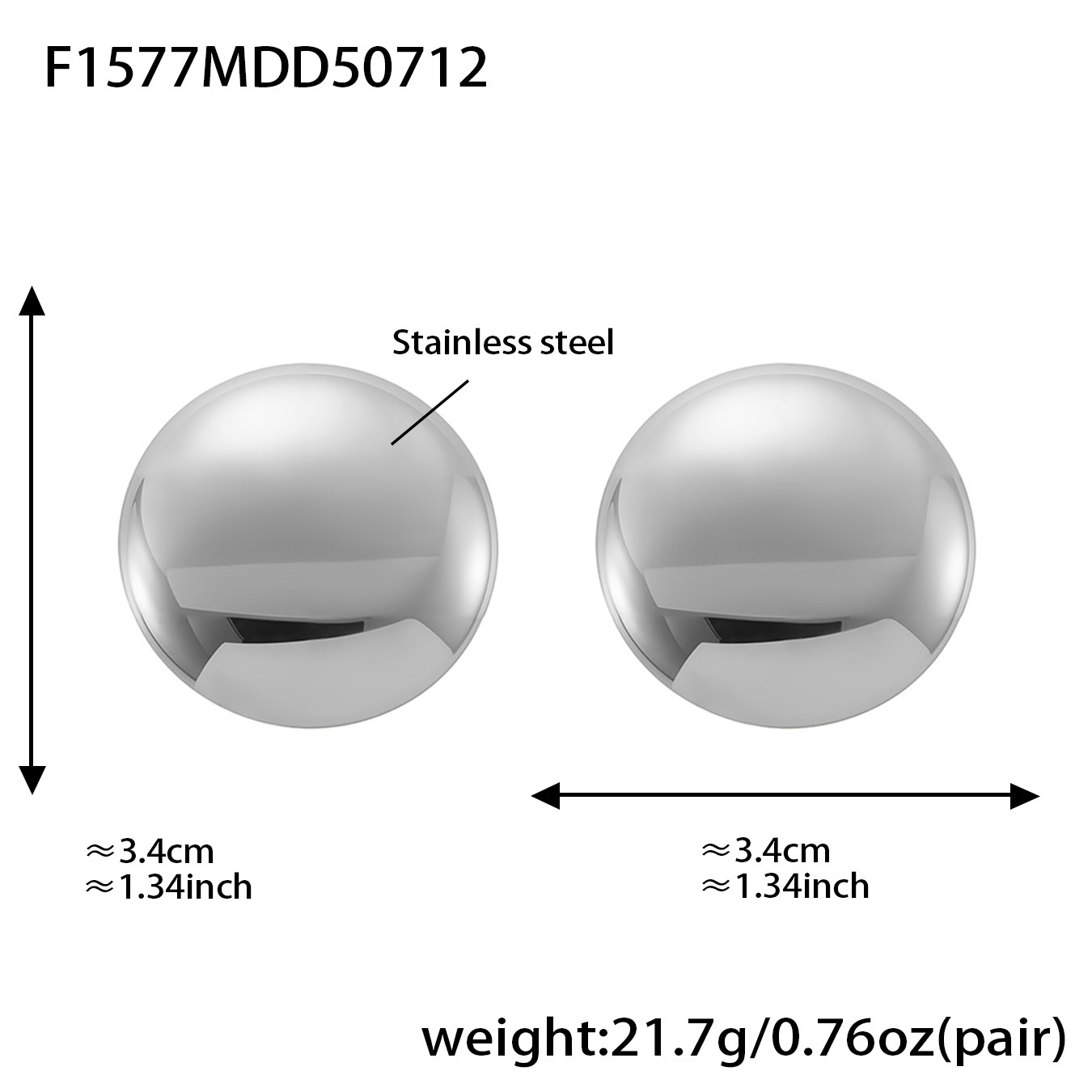 2:F1577-steel color round earrings