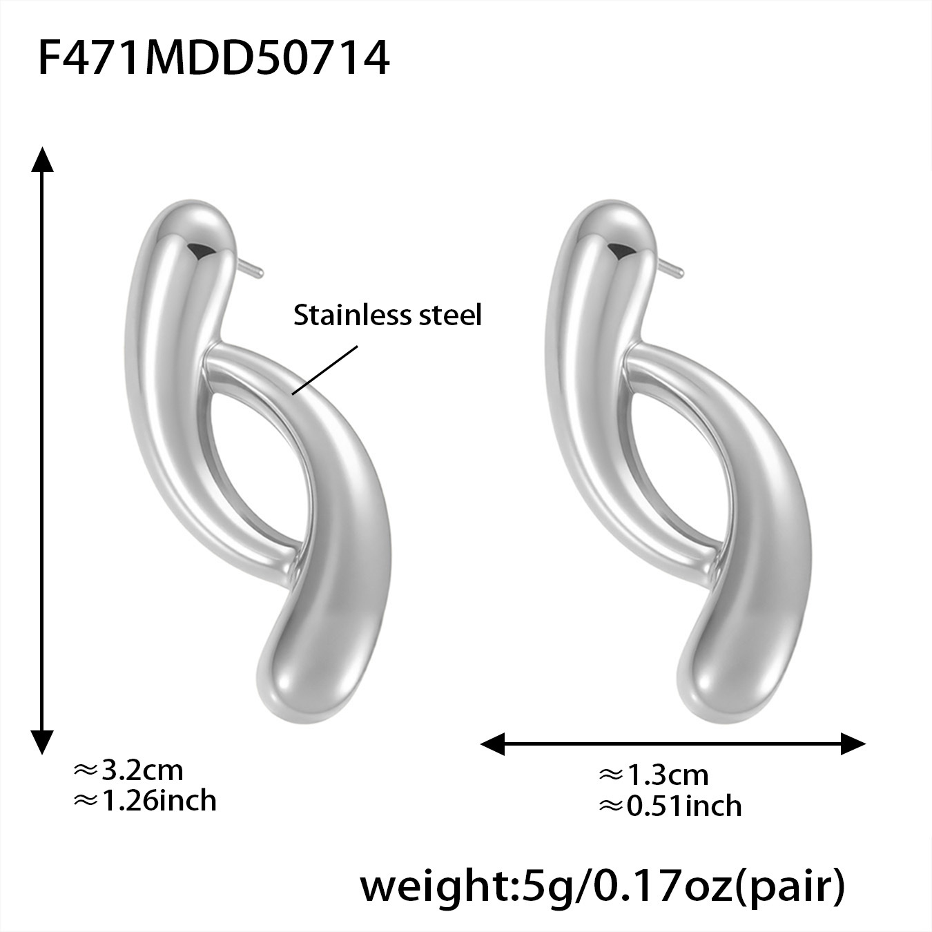 2:F471-steel color geometric drop earrings