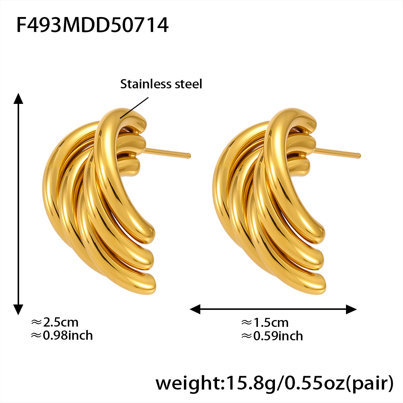 4:F493-gold earrings