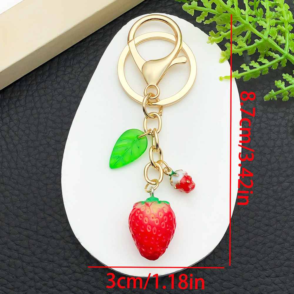 1:Er1613-kc gold red strawberry leaf 8-character keychain-12.8g [1 piece]