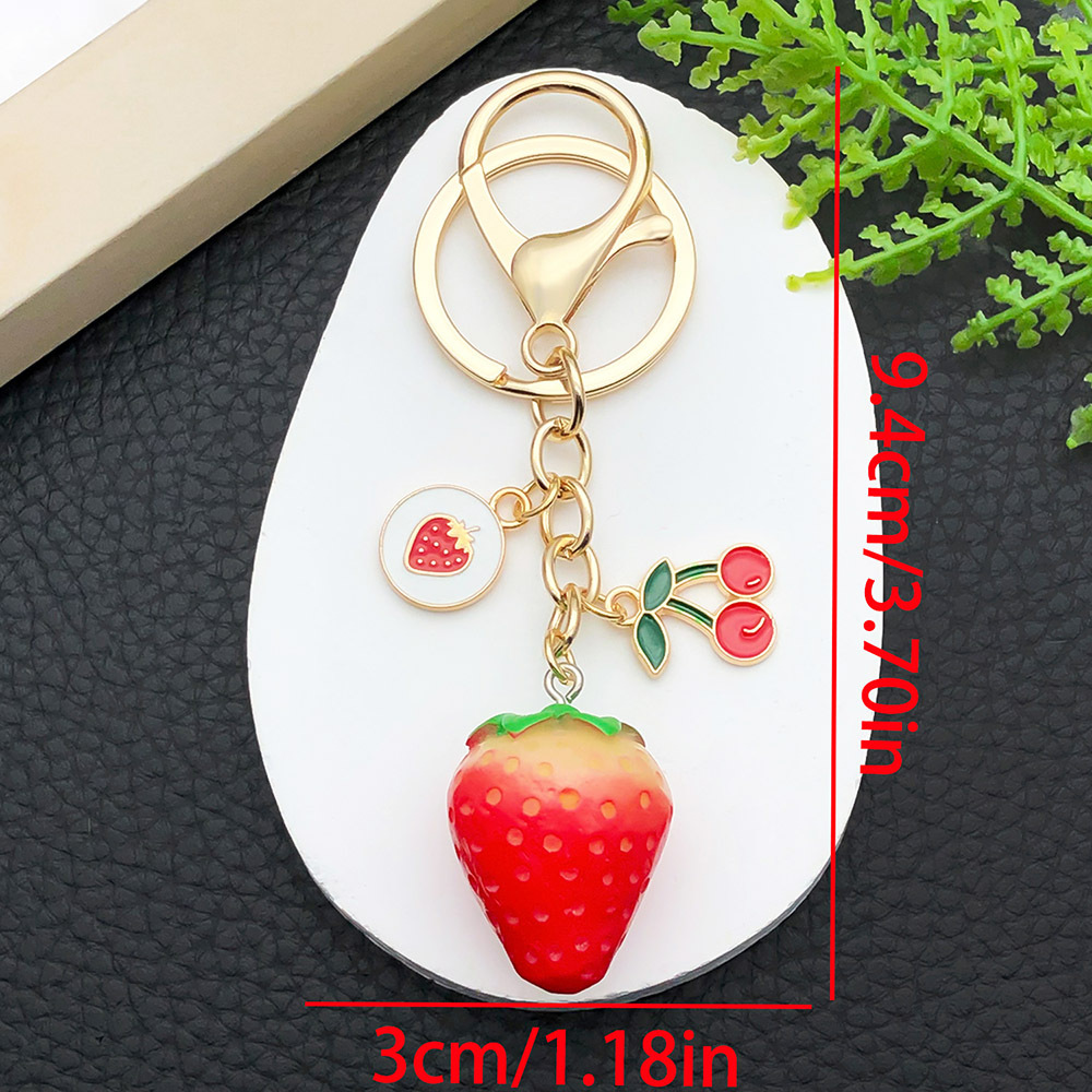 2:Er1614-kc gold red strawberry cherry 8-character keychain-17.1g [1 piece]