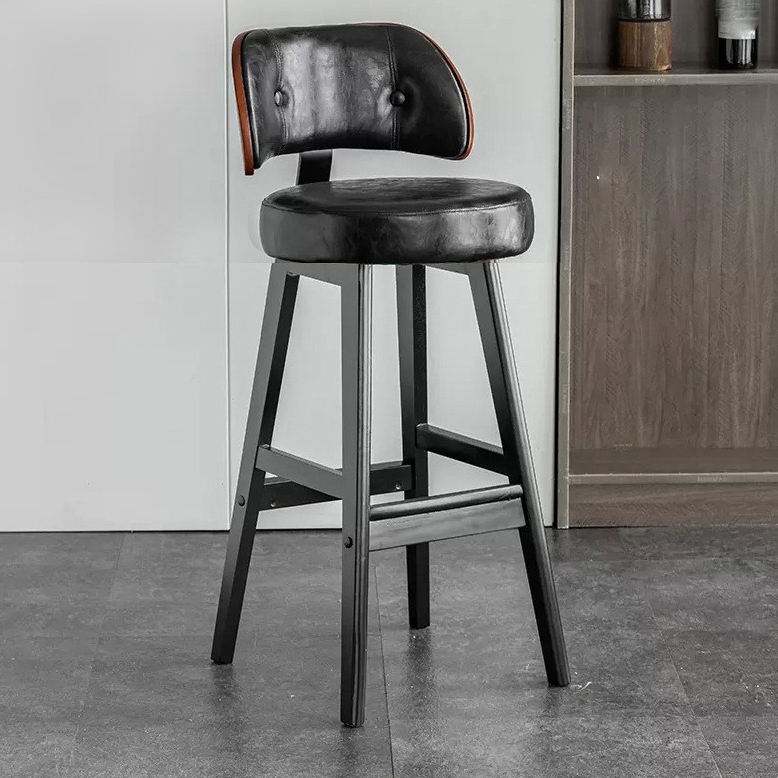 black solid wood feet   black leather