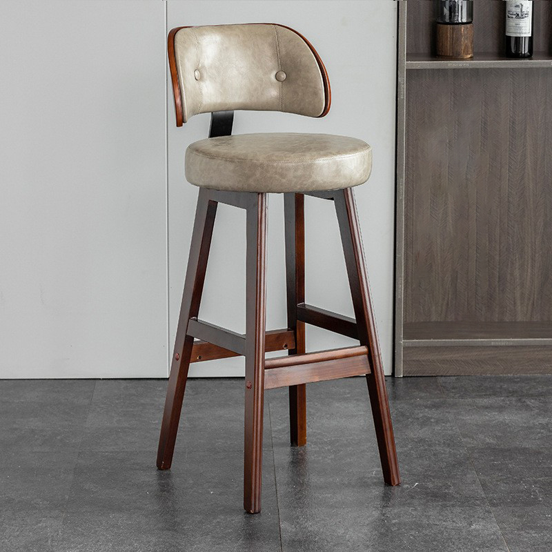 brown solid wood feet   gray leather