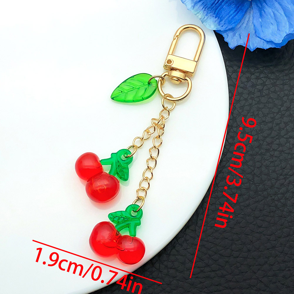 4:Er1602-kc gold transparent red leaf cherry u-shaped keychain-7.1g [1 piece]