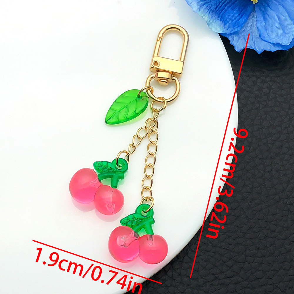 5:Er1603-kc gold transparent rose red leaf cherry u-shaped keychain-7.1g [1 piece]