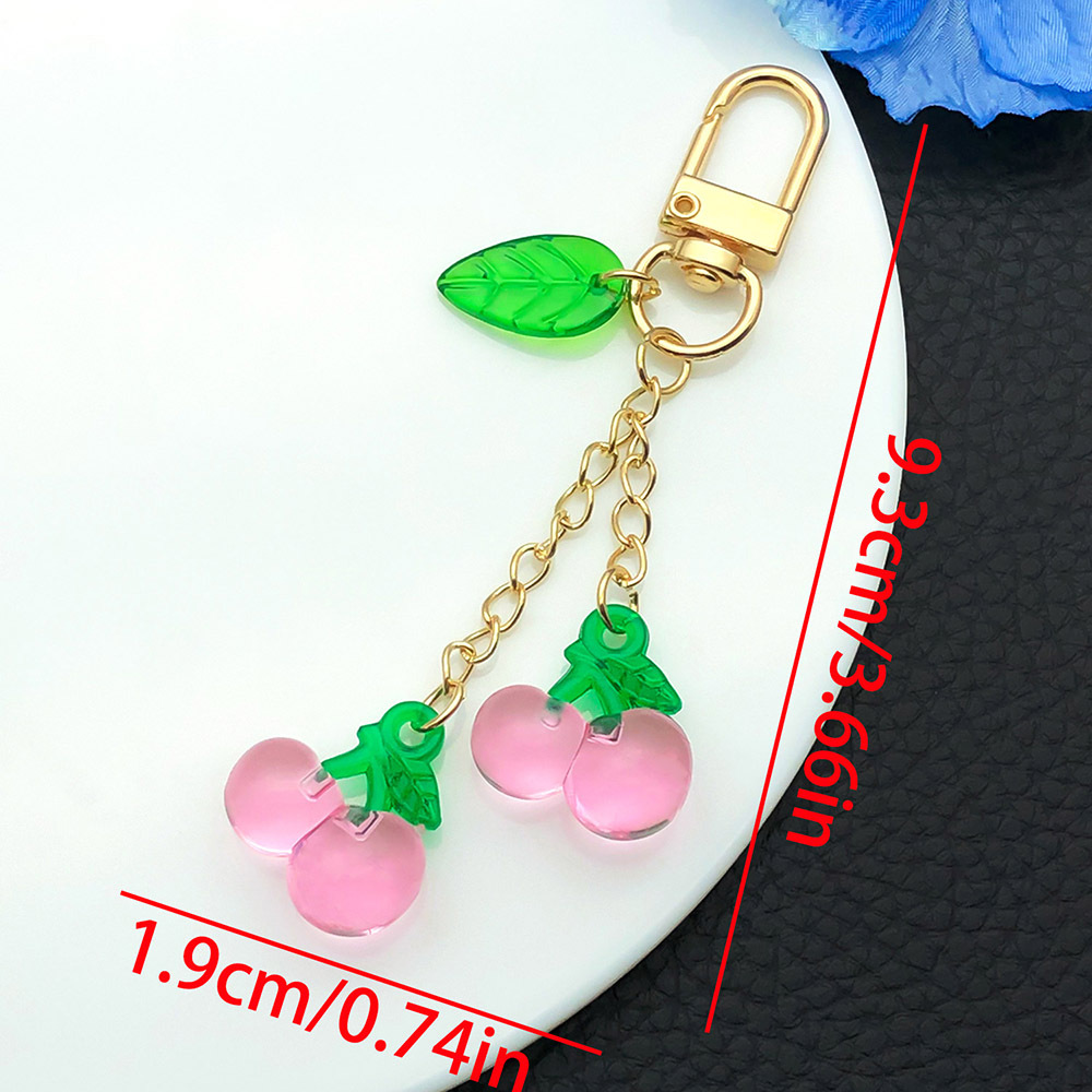 6:Er1604-kc gold transparent pink leaf cherry u-shaped keychain-7.1g [1 piece]