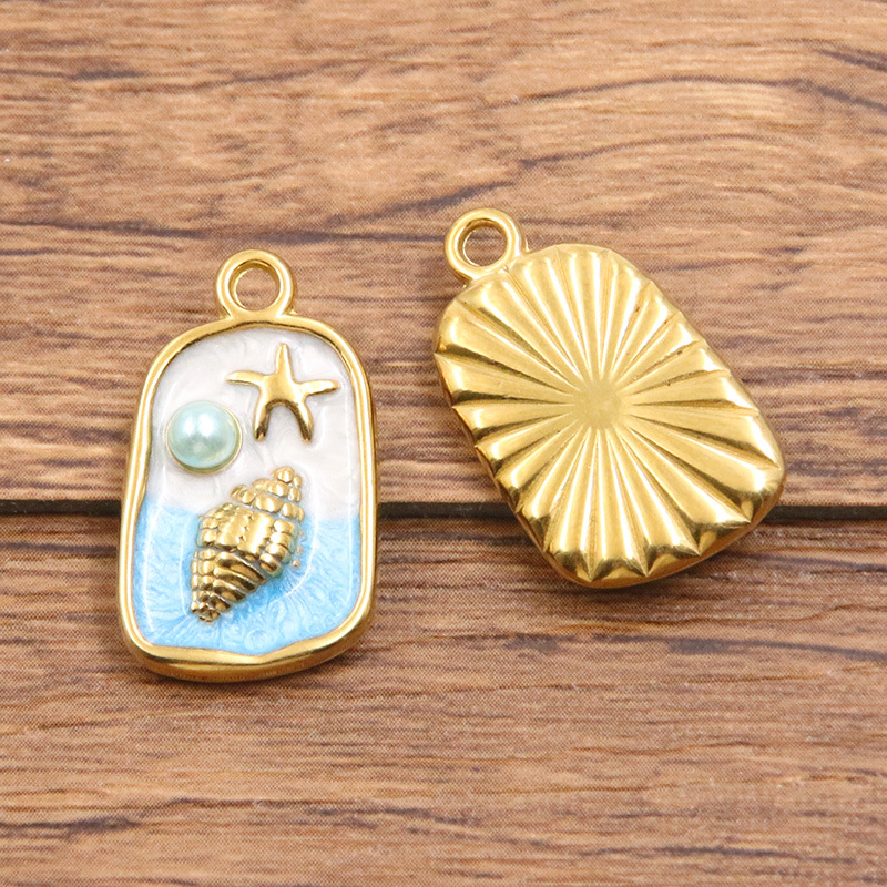 Starfish and conch 13X22mm