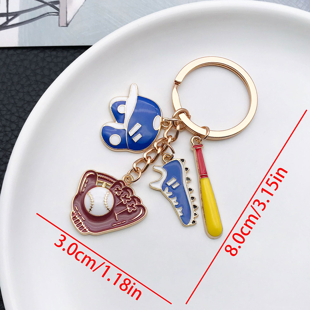 2:ER872-Sports Series Drop Oil Blue Baseball Guard Keychain -13.4g