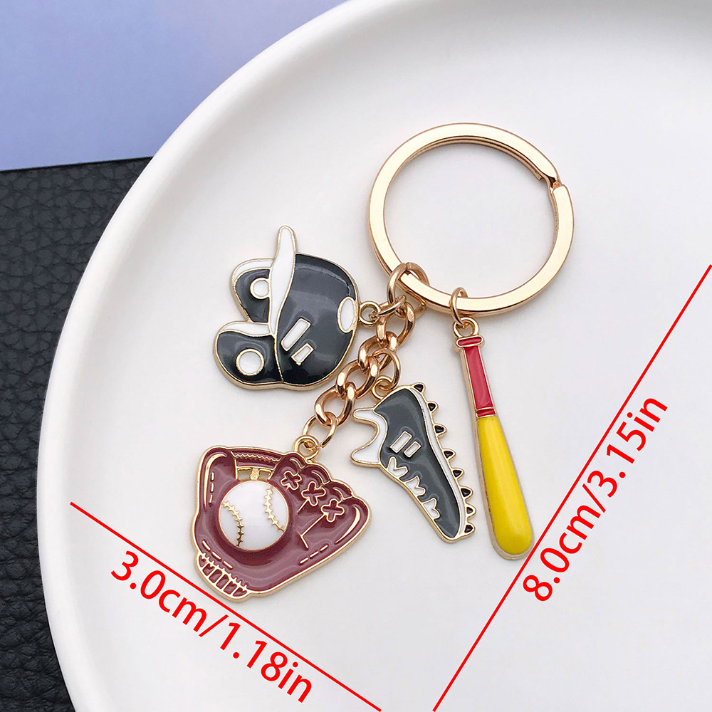 3:ER873-Sports Series Drop Oil Black Baseball Guard Keychain -13.4g