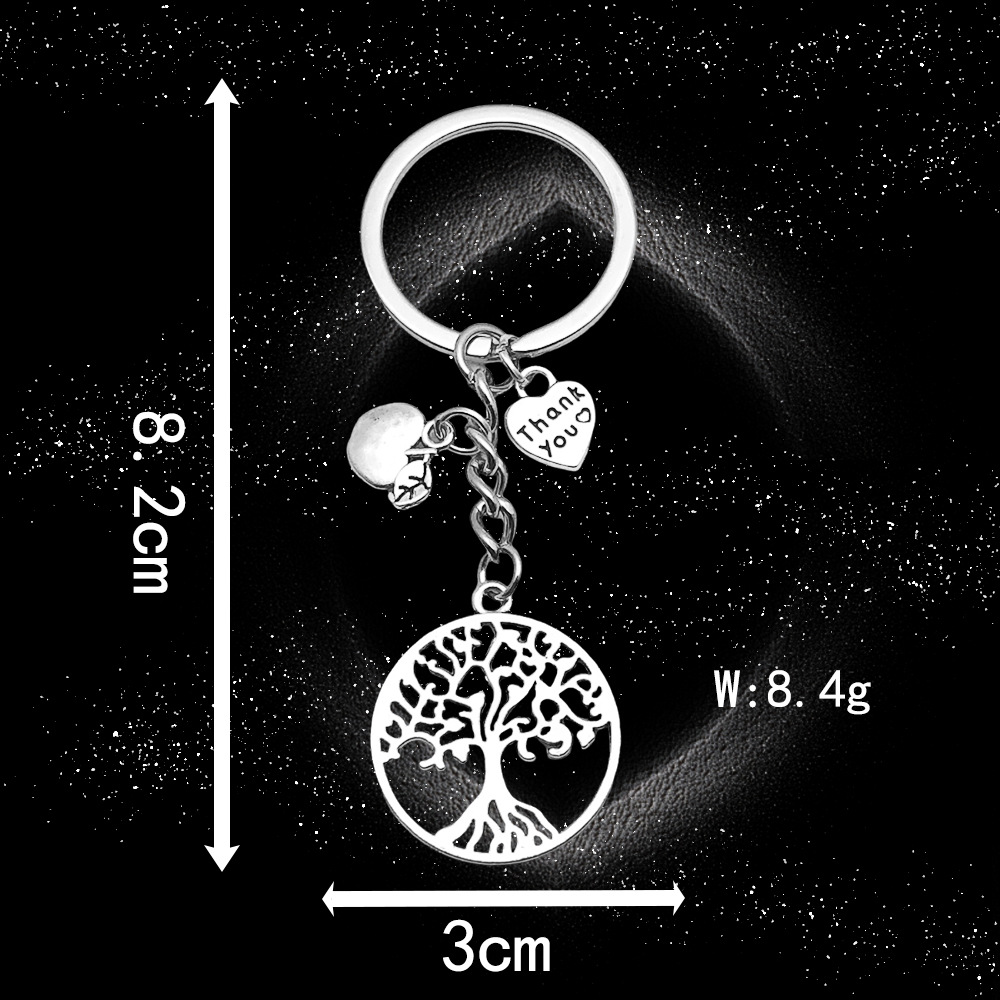 4:Ancient silver tree letters love apple key chain ring-LS04-8.4g