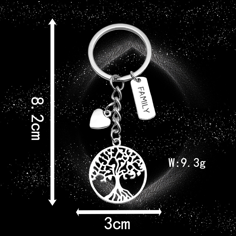 5:Ancient silver tree letter card love key chain ring-LS05-9.3g