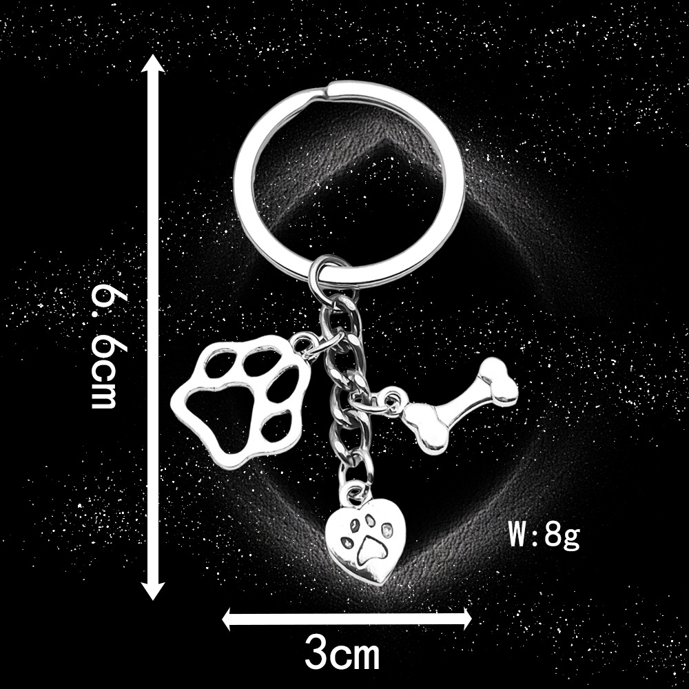 10:Ancient silver dog bone dog claw keychain-LS64-8g