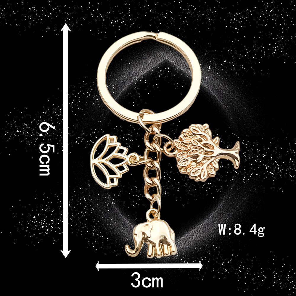 15:Kc Golden Elephant Tree Lotus Keychain-LS71-8.4g