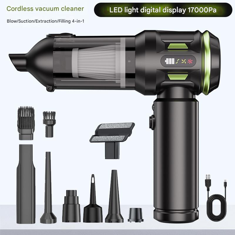 Sn113 brushless blowing and suction all-in-one vacuum cleaner with power display black and green one-click dust dumping