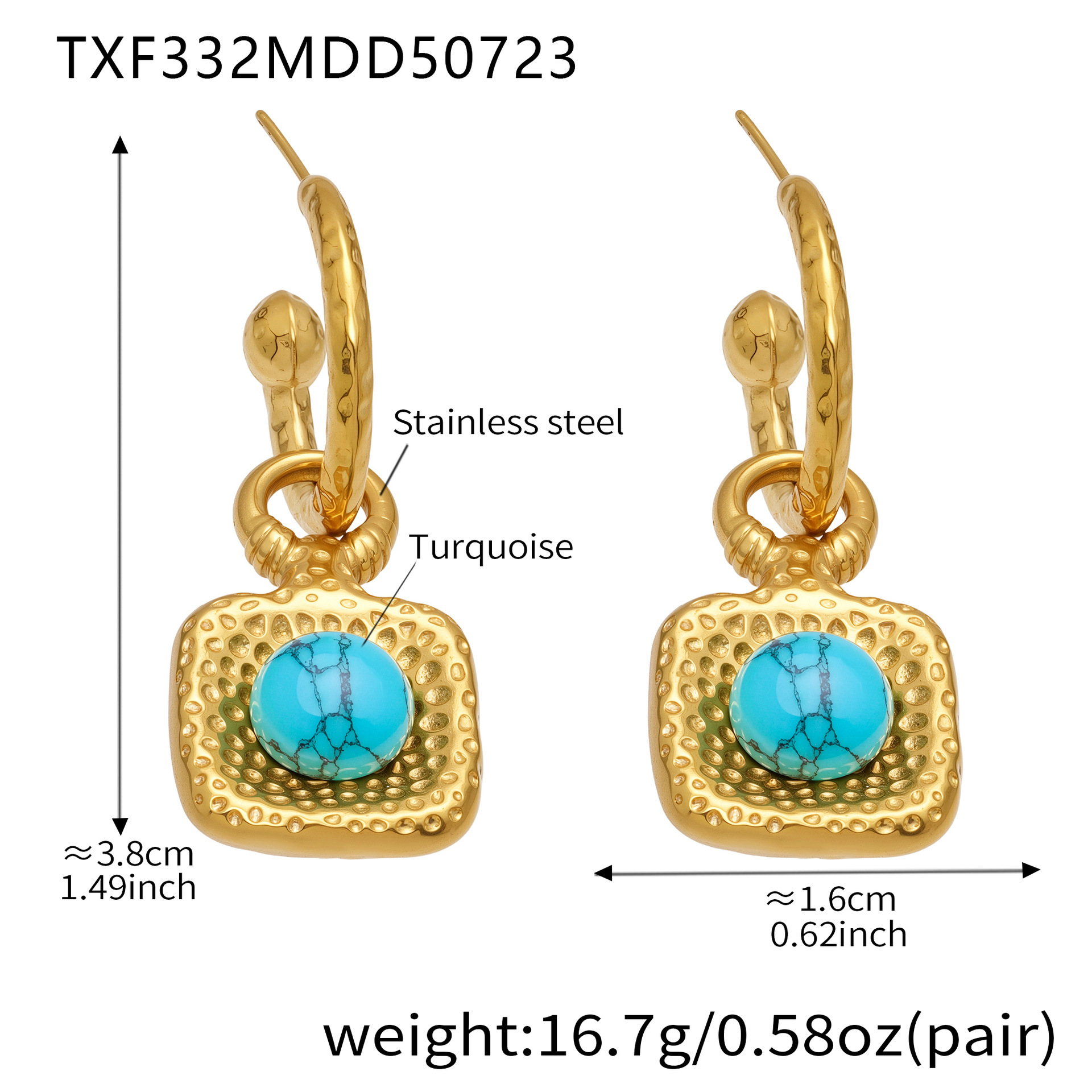 3:TXF332-Gold - Earrings
