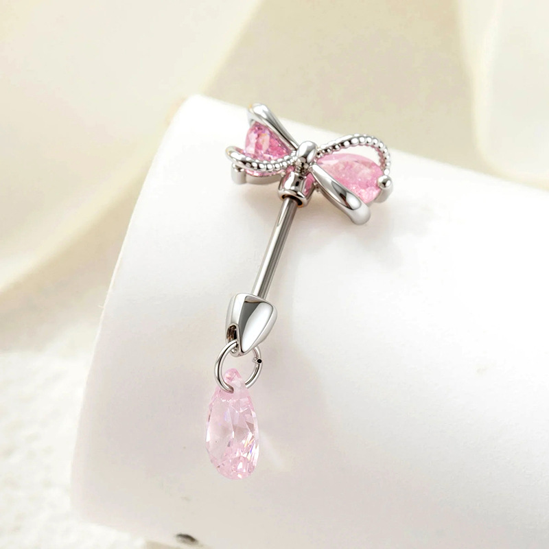 4:A509-4#Pink bow + pink water drop (single)