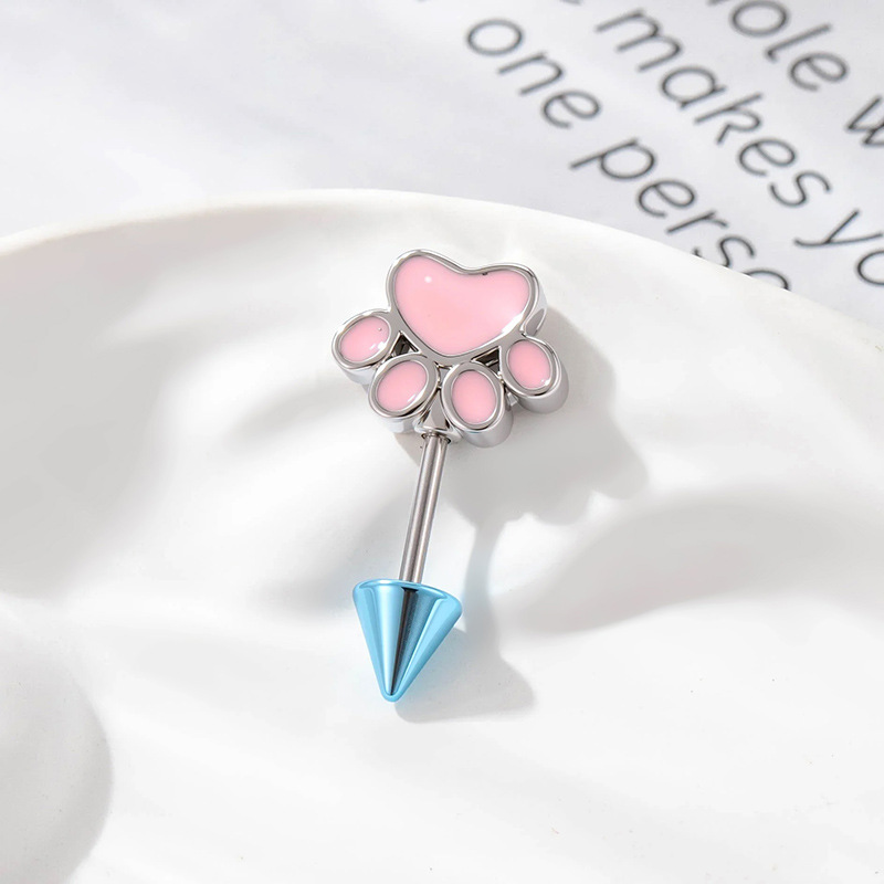 2:A570-2#Pink cat claw + blue pointed cone (single)