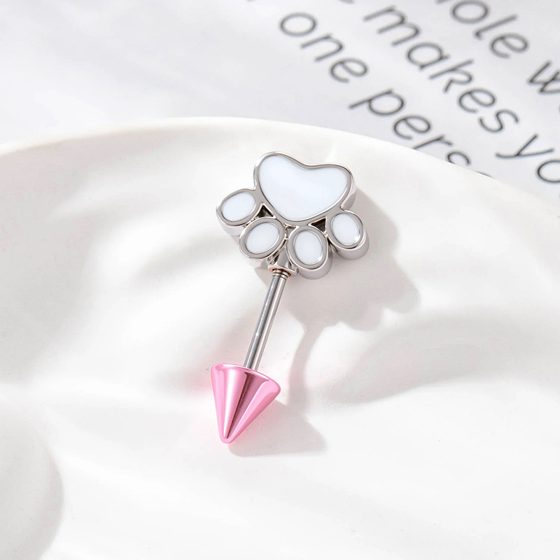 3:A570-3#White cat claw + pink tip cone (single)