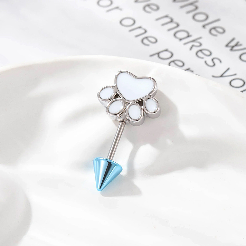 4:A570-4#White cat claw + blue pointed cone (single)