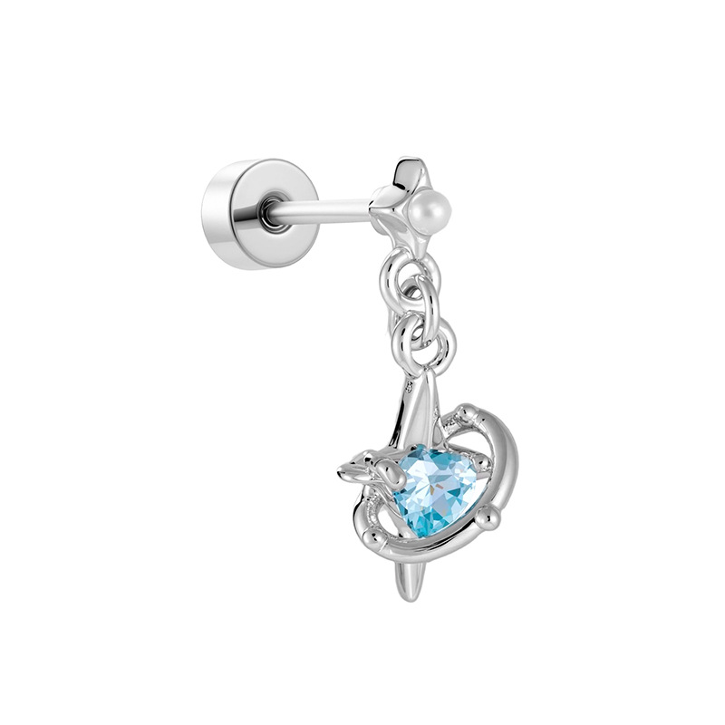 1:A514-light sea blue star earrings (single)