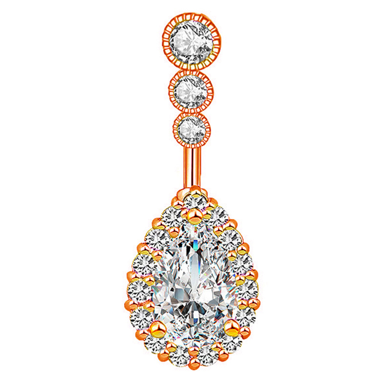 18:Rose gold three zircons (small water droplets)