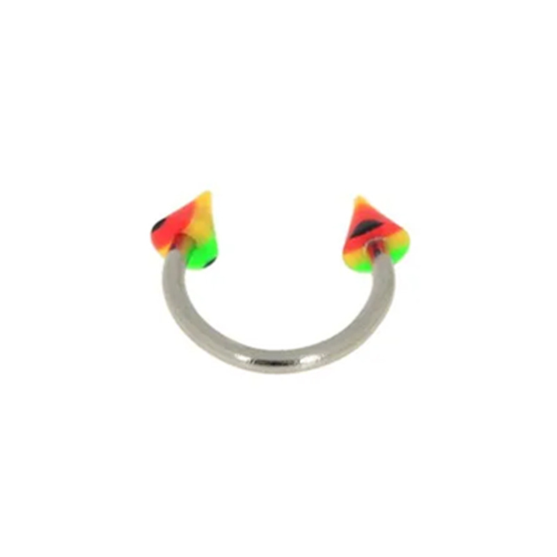 1:Rainbow color nose ring pointed cone (1.2*10*3mm)